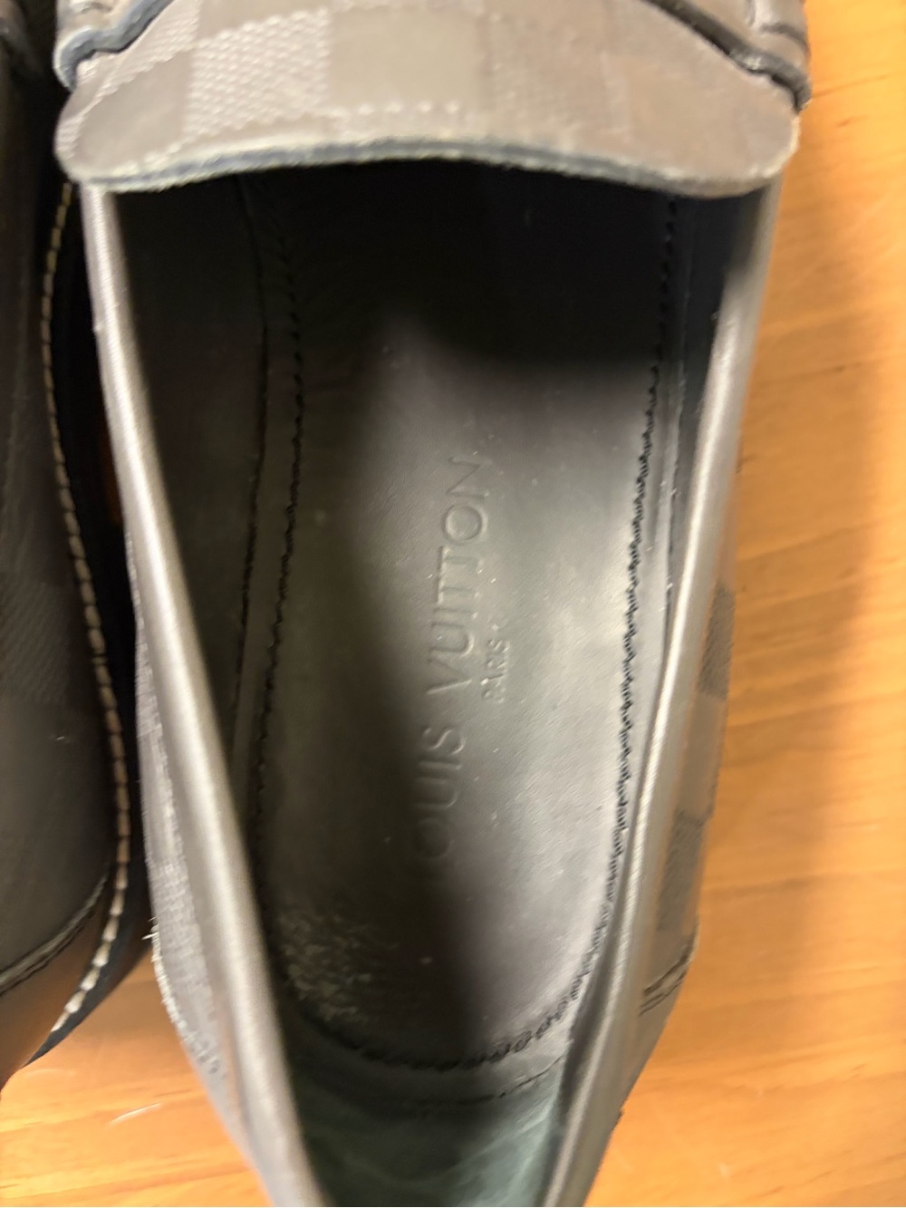 Louis Vuitton Black Damier Embossed Leather Penny Loafers - Picture 12 of 17